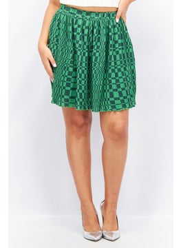 Buy Women Ribbed Mini Skirt, Green in UAE