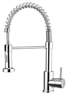 Buy Kitchen Taps with Pull Down Sprayer, Spring Kitchen Mixer Tap Single Lever Chrome Kitchen Taps Mixer with Pull Out Spray Commercial Kitchen Sink Tap Farmhouse Kitchen Faucet 360° Swivel Spout in Saudi Arabia