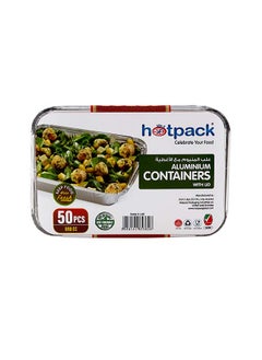 اشتري Hotpack Aluminium Container 8389+LID 50-Pieces 4+1 OFFER في الامارات