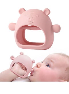 Buy Silicone Teething Mitten with Cute Bear Shape, BPA-Free and Anti-Drop Teether Toy for Baby Soothing Teething Pain Relief, Pink in Saudi Arabia