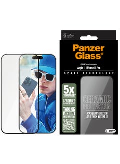 Buy PanzerGlass® Ceramic Screen Protector for Apple iPhone 16 Pro, EasyAligner, 5X Strength Japanese Glass-Ceramics, High Scratch Resistance, Impact Resistant in UAE