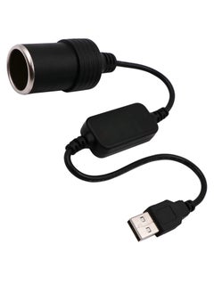 Buy USB A Male to 12V Car C*garette Lighter Socket Female Converter Cable Suitable for Converting Dash Cams Car Ambient Lights (Max 8W) in Saudi Arabia