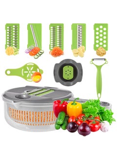 اشتري Vegetable Chopper with Container Multifunctional 11-in-1 Onion Chopper Vegetable Slicer Dicer Cutter في السعودية