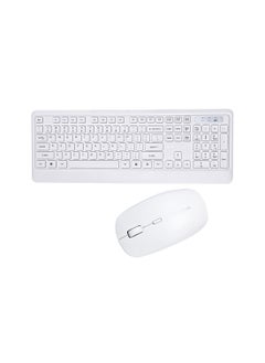 Buy Wireless Keyboard and Mouse Combo – Sleek White Design | Compact, Quiet, & Smooth Typing | 2.4GHz Wireless Connectivity, USB Receiver, for PC, Laptop, Mac, Windows, and More 【Batteries Included】 in UAE