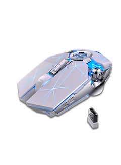 Buy A7 2.4GHz 1600DPI 3-modes Adjustable 7-keys Rechargeable RGB Light Wireless Silent Gaming Mouse (White) in UAE