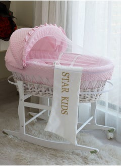 Buy Baby Moses Basket Cradle With Rocking Stand, Pink in Saudi Arabia