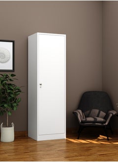 Buy Wooden Single Door Wardrobe White 186x49.5x55cm in UAE