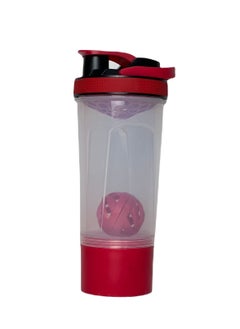 اشتري SportQ Premium Protein Shaker Bottle for Gym with Medication and Protein Powder Storage Organizer, Sports 2-Tier Leak-Proof Lid and BPA Free Twist-On Container 700ml Red في مصر