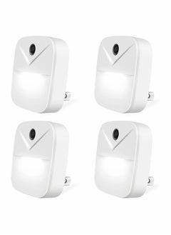 اشتري 4 Pack Night Light Plug In Smart Light Automated On And Off Wall Light for Hallways Bedrooms Bathrooms Kitchens Stairs White Light Intelligent Induction Bedside Lamp Energy Saving Light Control في الامارات