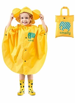 اشتري Kids Rain Poncho, Cartoon Hooded Raincoat Jacket Lightweight Schoolbag Waterproof Hoodie Coat Toddler Baby Boys Girls Cape for Sports Riding Camping Traveling Outdoors, S(75-90CM), Yellow في السعودية