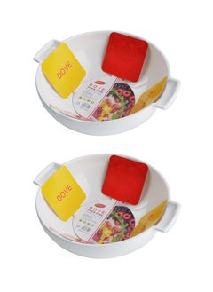 Buy 2-Piece Deep Porcelain Baking Dish With Handles 9 Inch 23x20.2x7.2CM White in Saudi Arabia