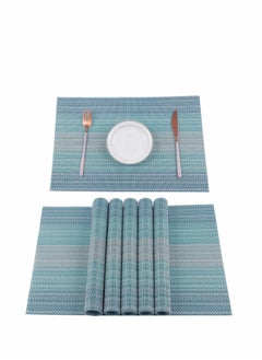 اشتري Home Pure Linen Placemats Chambray Teal Set of 6 Athena Pure Linen Natural Fabric Handcrafted Machine Washable Weave Placemats Non-Slip Kitchen Table Mats في السعودية