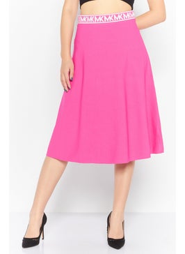 Buy Women Eco Bold Logo Metallic Flare Skirts, Cerise in UAE