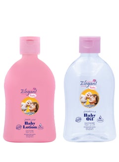 اشتري Elegant 200ml Baby Care twin Set Lotion + Oil في الامارات