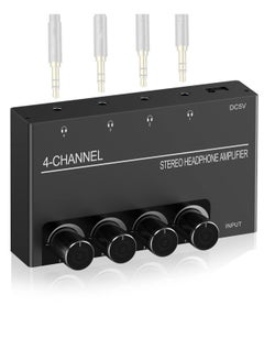 Buy 4 Channel Headphone Amplifier, Stereo Audio Amp Splitter with 4 Headphones Output Jacks and Audio Input - Ideal for Music Sharing and DJ in UAE