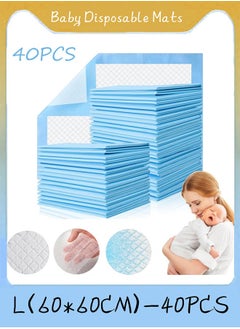 Buy 40PCS Baby Disposable Underpad Incontinence Changing Pad Baby Diapers Newborn Pads Soft Breathable Waterproof Leak Proof Quick Absorb(60*60cm) in Saudi Arabia