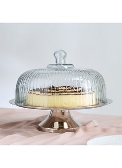 Buy Oriental Cake Stand with Glass Dome 32.5 x 26 x 32.5 cm in UAE