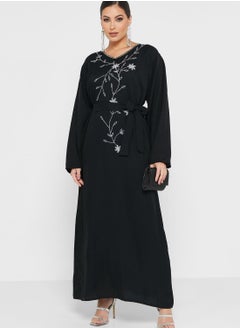 Buy Embellished V-Neck Jalabiya in UAE