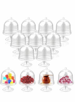 Buy Dessert Cups, 12 Sets Small Plastic Dessert Table Decorations Stands with Dome, Mini Cake Stand Cupcake Stand Individual Cake Pop Dome Macarron Holders in UAE