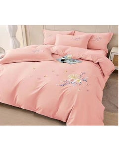 Buy Microfiber Embroidered Soft Quality Comforter Bedding set-King Size 6Pcs 1-PC fitted bedsheet 200 * 200cm,1-PCS Comforter 220 * 240 fixed, 4PCS Super Soft Pillowcases in UAE