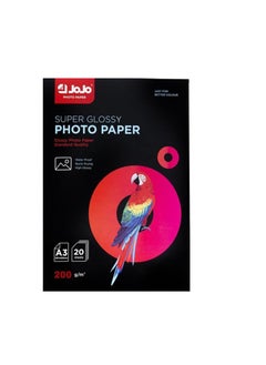 Buy Jojo Super Glossy Waterproof Photo Paper, 20 Sheets, A3 Size in UAE