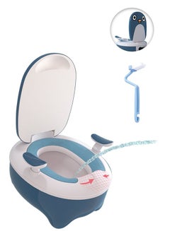 Buy Baby Potty Training Seat Blue Potty Trainer with Handle and Drawer Bowl in Saudi Arabia