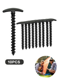 Buy 10 PCS Tents Stakes 5.7 Inch Spiral Ground Anchor Lightweight Tent Pegs for Canopies Tarps Camping Backpaking Landscaping Securing Dogs Pets Outdoor Black in UAE