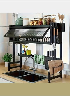 اشتري Over The Sink Dish Drying Rack - Cabinet Sink Rack - Over The Counter Dish Drying Rack for Kitchen Sink Shelf Size 95 / Black Color في الامارات