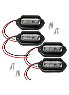 اشتري 4PCS LED Number Plate Light, 12V-24V DC Compatibility Waterproof License Plate Lamp License Plate Illumination 6-SMD Number Plate Light for Truck SUV Trailer Van RV Boats Cargo Lights Under Hood Light في السعودية