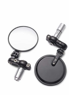 اشتري 7/8" 22mm Motorcycle Handlebar Bar End Mirror 3 Inch Round Rear View Side Mirror for Scooter Chopper Cruiser في السعودية