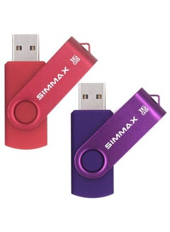 اشتري Usb Flash Drives 2 Pack 16Gb Memory Stick Swivel Design Usb 2.0 Flash Drive Thumb Drive Zip Drives (16Gb Red Purple) في الامارات