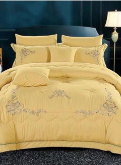 Buy DREAM BELL KINGSIZE PURE COTTON 8 PC HONEY GOLD EMBROIDERY COMFORTER SET in UAE