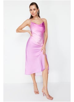 Buy Pink-Multicolor Gradient Patterned Lined Satin Evening Dress TPRSS19BB0058 in Egypt