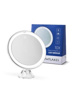 Buy Snowflakes 10X Magnifying Mirror with Light, 10x Magnification 3 Light Modes Makeup Mirror with Suction Cups , Lighted Mirror , Smooth and Easy Install ,360 Degree Swivel Joint. in UAE