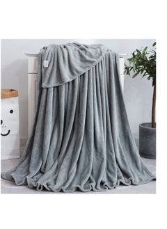 Buy Fleece Flannel Super King Size Blanket Soft Warm Skin-Friendly Flannel Solid Color Bedding Supply For Winter Home Blankets For The Couch 200*230 cm-Grey in UAE