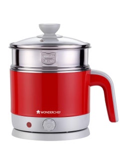 Buy Wonderchef Crimson Edge Multi-cook Kettle-Red 1.2 Litre Electric Kettle, 1000W, Red with egg boiler attachment | 2 in 1 | Breakfast appliance | Make Tea and Coffee in UAE