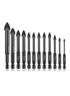 Buy 12PCS Drill Bit Set for Glass & Concrete, Tungsten Carbide Tip Drill Bits Concrete Wall Drill Bit Set Drill Bit Set for Wall Mirror and Ceramic Tile on Concrete and Brick Wall 3-12Mm in UAE