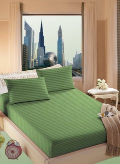 Buy Faded Green Extra Deep Pocket Bed Sheets Cotton 3 Piece Sheet Set 150x200+35cm in UAE