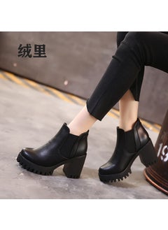 Buy 2024 British Style Martin Boots Womens Chunky Heel Ankle BootiesBlack fleece-lined Black fleece-lined in Saudi Arabia