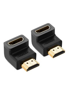 Buy HDMI Adapter 90 Degree Right Angle Gold Plated High Speed Male to Female Connector Black in UAE