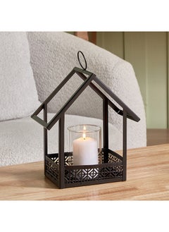 Buy Destan Metal Hut Candleholder with Glass Votive 23 x 26.5 x 12.5 cm in UAE