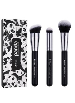 Buy DUcare Makeup Kabuki Brushes 3Pcs Foundation Contour Brush and Concealer Brush Under Eye and Blusher Brush Face Blush Bronzer Travel Buffing Stippling Contour Liquid Blending Makeup Brush Set Black in UAE