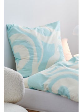 اشتري Abstract Print Premium Cotton Duvet Set 135 L x 200 H cm, White/Light Blue Combo في الامارات