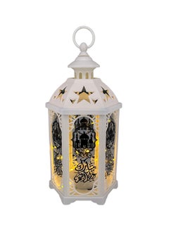 Buy The Ramadan lantern is luminous and decorated with a crescent and stars White/Black Color in Saudi Arabia