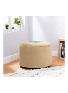 Buy Velvet Round Bean Bag Pouffe - Beige in Saudi Arabia