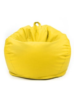 Buy Classic Round Faux Leather Bean Bag with Polystyrene Beads Filling(Yellow) in UAE