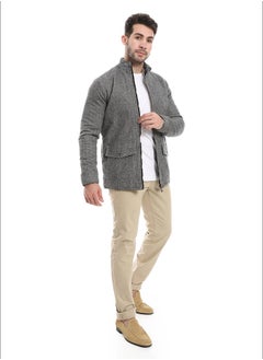 Buy Fossil Heather Grey Zipped Jacket_Grey in Egypt