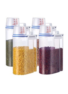 Buy TYCOM Rice Storage Bin 4 Pcs Cereal Containers Dispenser with Measuring Cup Plastic Storage Containers with Lids Kitchen Storage Bin Rice Holder Container Food Container 2.7(Blue) in UAE