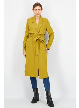 اشتري Women Solid Trench Coat, Olive في الامارات