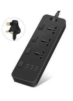 Buy Power Strips Extension Cord 3 Outlets Universal Plug Adapter with 3 USB Ports Surge Protector Charging Socket with 2M Bold Extension Cord in Saudi Arabia